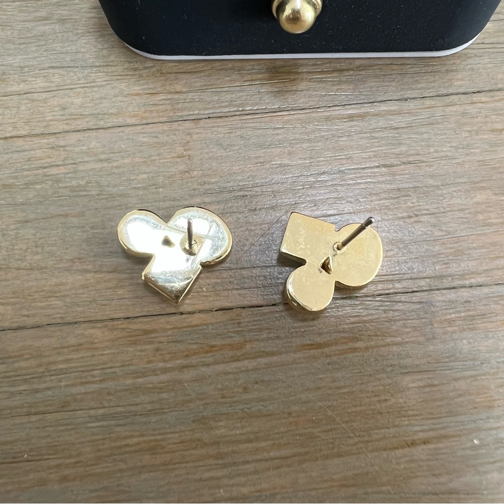 Gold green blue geometric earrings - Picture 2 of 2